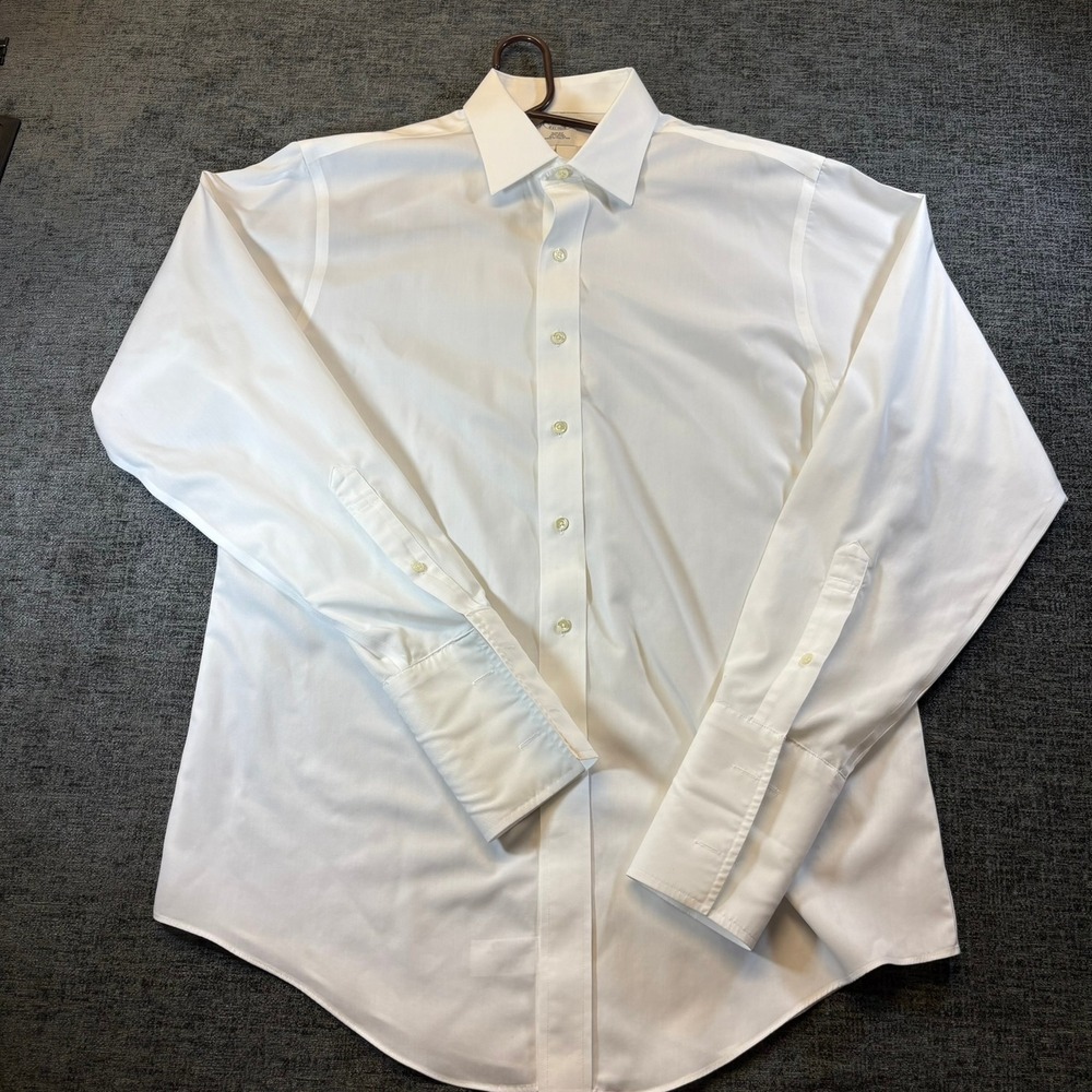 Brooks Brothers Dress Shirt Mens 16.5-36 White Slim Fit Non-Iron French Cuff
